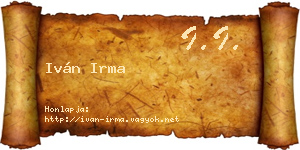 Iván Irma névjegykártya