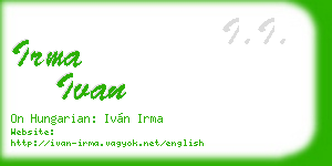irma ivan business card